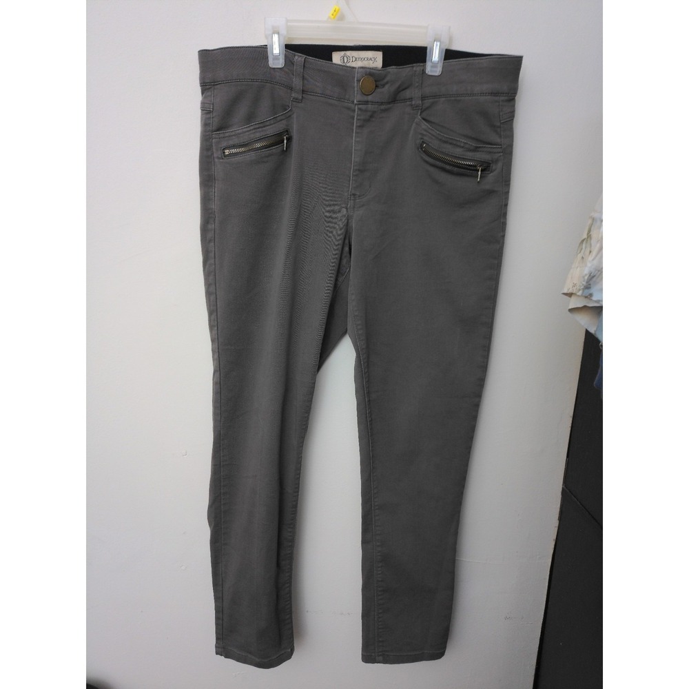 Democracy Ab Technology Pants Womens 12 Gry Skinny Stretch Jegging Zipper Pocket